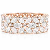 Bague Éternité en Diamant de Laboratoire Taille Marquise Plaqué Or 10K 14K 18K Certifié IGI Unisexe Bijoux Fins pour Mariage et Anniversaire