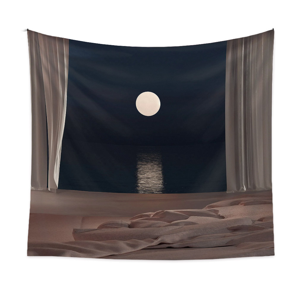 51x59 дюймов Большой средневековый 3d океан солнце закат морской пляж ландшафт окно Модный на заказ настенный гобелен