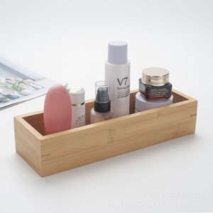 Bamboo Storage Tray Set 3Pcs Rectangle Natural Wood Color For Bathroom Household Toiletries Organization - Product Image 4
