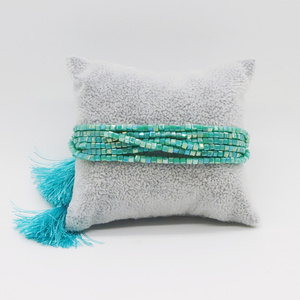 Pulsera Boho de <span class=keywords><strong>Cristal</strong></span> Hecha a Mano con Cuentas Cuadradas de <span class=keywords><strong>Cristal</strong></span> y Borlas Tejidas de Varias Capas para Mujeres y Hombres - Product Image 2