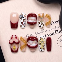 Uñas Acrílicas PMMA Hechas a Mano con Curva Francesa de 2.5 Cuadrados, Personalizadas para el Mercado Objetivo, Uñas PMMA de Cobertura Completa, ODM OEM, 10 Piezas