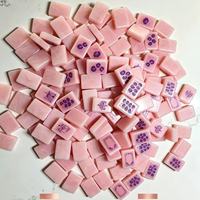 Jeu de Mahjong américain en acrylique rose, tuiles de Mahjong à motif floral Sakura, tapis de jeu de Mahjong imprimé Sakura assorti