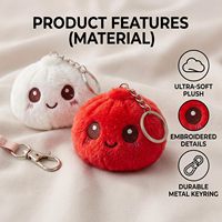 Lot de 6 jouets en peluche mignons en forme de boulettes, porte-clés, mini jouets en peluche, cadeau unisexe pour enfants