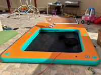 Plataforma Flotante Inflable Portátil, Isla Inflable para el Océano, Piscina Marina con Bomba de Aire