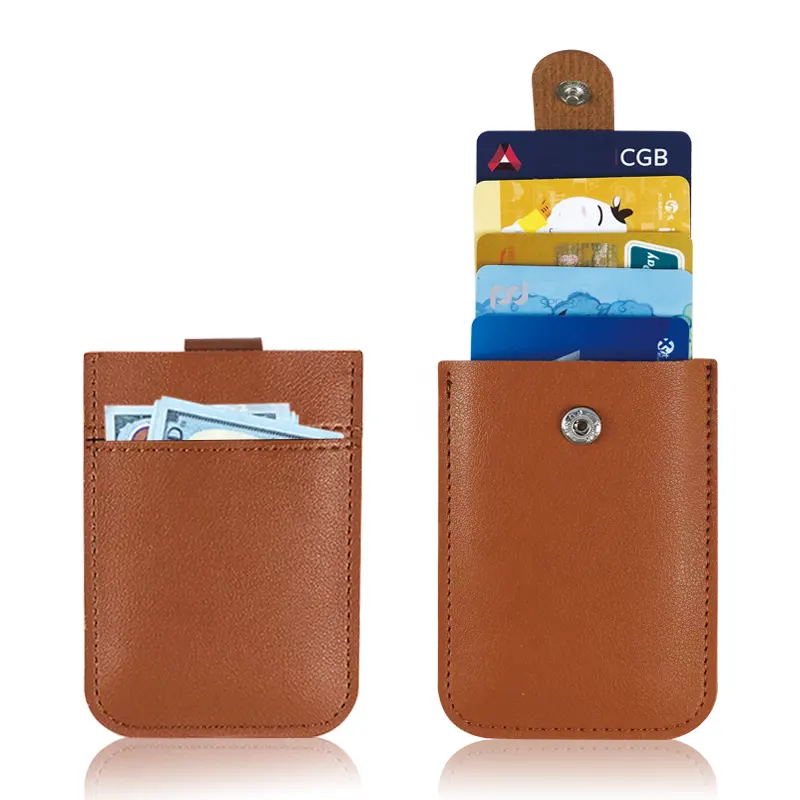 Amostra grátis Luxo PU Leather Business Card Holder Minimalista multi-cartão Pull-Out titular do cartão