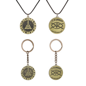 Collar <span class=keywords><strong>con</strong></span> colgante de personaje de Piglet y Dipu de Gravity Falls, estilo vintage europeo y americano, <span class=keywords><strong>con</strong></span> <span class=keywords><strong>cadena</strong></span> de cuerda y llavero colgante - Product Image 1