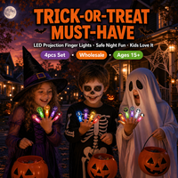 Lampes LED de projection d'Halloween réutilisables avec piles incluses, lumières à doigts multi-positions pour fêtes et événements