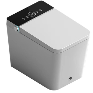 WC intelligent allongé en céramique avec siège chauffant, séchage à l'air, télécommande, double chasse d'eau, jet siphonique, à poser au sol - Product Image 1