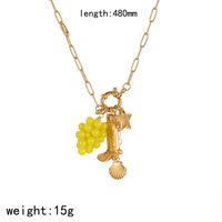 Collar de cuentas redondas de acero inoxidable TD para mujer, collar con colgante de serie de frutas y plátanos de fresa