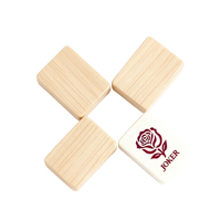 Tuiles vierges haut de gamme en acrylique, motif grain de bois de rose, design personnalisé, Mahjong américain avec bords arrondis