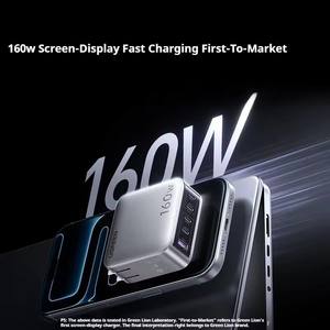 Chargeur GaN UGREEN 160W à charge rapide PD3.1, chargeur de téléphone à cinq ports <span class=keywords><strong>USB</strong></span>-<span class=keywords><strong>C</strong></span>/A, <span class=keywords><strong>adaptateur</strong></span> secteur intelligent avec écran AI pour iPhone et ordinateurs portables - Product Image 2