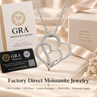 Nouveau collier pendentif en argent sterling 925 avec double cœur entrecroisé en moissanite pour femmes, cadeau romantique pour la Saint-Valentin