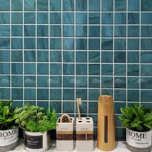 2x2 estilo <span class=keywords><strong>caribe</strong></span>ño Hotel baño ducha decoración de pared 48x48mm cuadrado cerámica inyección de tinta impresión verde esmaltado <span class=keywords><strong>piscina</strong></span> mosaico azulejo - Product Image 3
