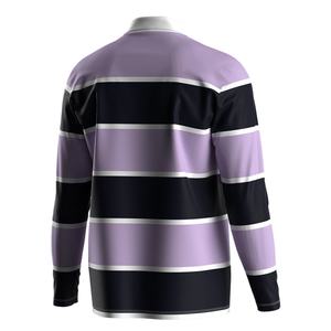 Polo de rugby rayé à manches longues respirant, coupe confortable, style classique, parfait pour l'entraînement et les tenues décontractées - Product Image 5