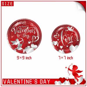 Productos para el Día de San Valentín, Vajilla Desechable para Fiestas, Juego de Platos Desechables para Bodas, Cenas, Picnics, Platos de Papel Portátiles - Product Image 3