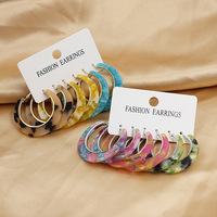 Boucles d'oreilles en acrylique coloré Vintage géométrique en forme de C boucles d'oreilles en résine ensemble femmes filles fête bohème cerceau boucle d'oreille bijoux cadeaux