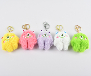 New Design Cartoon Cute Doll Little Monster Small Fluffy Keychain Plush Toy Key Chain