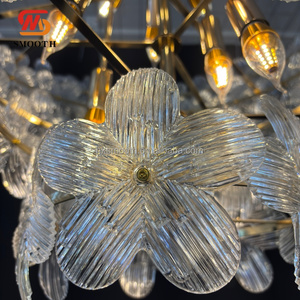 Luminaire suspendu moderne de luxe pour décoration de mariage, grand lustre rond floral, cadre en métal doré, éclairage de plafond - Product Image 3