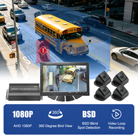 Sistema de Cámara Panorámica 3D 360 1080P para Camiones, Cámara de Visión de Pájaro de 360 Grados con Monitor para Autobús Escolar, IP68