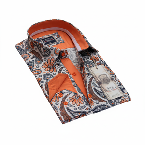 เสื้อเชิ้ตลำลองสีส้มกรมท่า ผ้าฝ้าย 100% สำหรับผู้ชาย - Product Image 2
