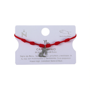 Braccialetto con Ciondolo Angelina Capricorn, Cordino Rosso in Acciaio Inossidabile, Stile Bohémien Unisex - Product Image 1