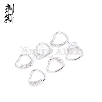 Anting-anting gelang daith bentuk hati dengan zircon kuningan, desain cakar, untuk pernikahan romantis, perhiasan tubuh.