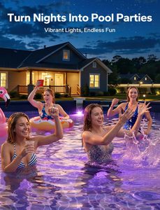 Lampes solaires pour piscines enterrées et <span class=keywords><strong>hors</strong></span> sol, 10 couleurs, 4 modes, télécommande LED, minuterie, étanches (noir, 1 pièce) - Product Image 4