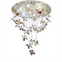 Nouveau Lustre Papillon Designer en Acier Inoxydable et Cristal, Économe en Énergie, pour Salle à Manger et Escalier, Éclairage Haut de Gamme