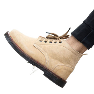 Chaussures de sécurité à bout en acier pour hommes, bottes de travail respirantes et antidérapantes à talon bas pour soudeurs, toutes saisons - Product Image 5
