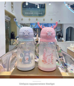 Cartone animato Antler tazza di plastica nuova celebrità Internet Design grande capacità studente regalo paglia tazza per bambini festa - Product Image 3