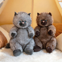 En gros, Peluche chat moelleuse, longue et bouclée, déformée et mignonne, confortable pour s'asseoir, décoration d'intérieur, cadeau d'anniversaire pour enfants