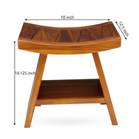 Tabouret de douche en teck avec étagère antidérapant banc de siège de bain en bois de teck de qualité supérieure pour douche intérieure entièrement assemblé organisateur de bain Spa