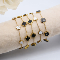 Gelang Trendy Lapis Emas 18K dari Baja Anti Karat dengan Hiasan Bunga Cangkang Alami Bentuk Hati, Pembawa Keberuntungan untuk Wanita (Grosir)