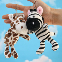Mini peluche zèbre porte-clés Kawaii doux peluche jouets peluche petit cheval brun zèbre âne Peluches porte-clés sac pendentifs