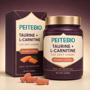 PEITEBIO <span class=keywords><strong>Taurine</strong></span> L-Carnitine Friandises à mâcher pour chats pour une nutrition quotidienne des chats Saveur saumon 90 - Product Image 1