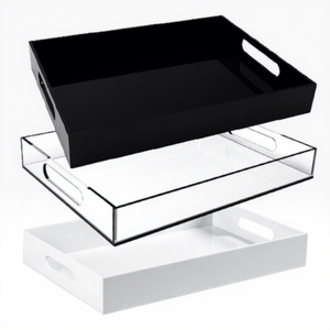Présentoir de rangement transparent en acrylique moderne personnalisé, plateau à desserts et à pain, plateau de présentation écologique en Lucite - Product Image 2