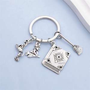 Accesorios de moda DIY escoba de mago sombrero de mago libro mágico creativo llavero de Halloween regalo de Festival - Product Image 4