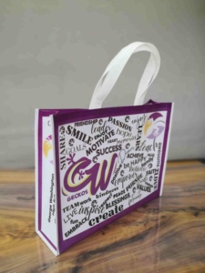 Sac de shopping en tissu écologique personnalisé, imprimé, pour la promotion des expositions, sac fourre-tout non tissé avec logo - Product Image 5