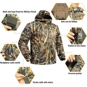 Chaqueta de caza personalizada para hombre, sudadera con capucha de camuflaje, softshell, repelente al agua, a prueba de viento, para actividades al aire libre. - Product Image 2