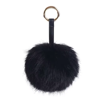 Porte-clés pompon en fausse fourrure douce West Lake CC, breloque de sac à main en peluche moelleuse et pendentif pour clés femme (Noir)