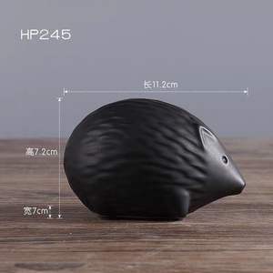 Nuove Statuette di Animali in Ceramica Smaltata Fatte a Mano, Decorazione per la Casa, Ornamento da Scrivania, <span class=keywords><strong>Riccio</strong></span> <span class=keywords><strong>Bianco</strong></span> e Nero - Product Image 6