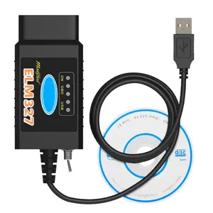 Pembaca kode ELM327, alat pemindai mobil kabel diagnostik V1.5 OBD II USB ke OBD2