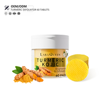 B.I.R.D OEM/ODM Tampon Nettoyant Personnalisé à la Curcumine 60 Comprimés Éclaircissant Exfoliant Nettoyage en Profondeur Peau du Visage Démangeaisons