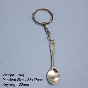 Llavero de cuchara de té de 66x17mm, cadena de aleación de zinc en tono plateado con anilla de 30mm para regalos de cocina para chefs - Product Image 2