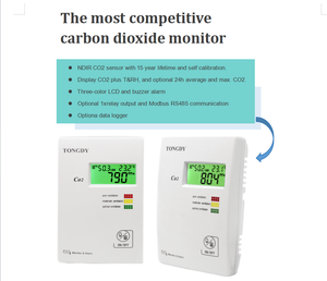 Moniteur de CO2 commercial haute précision avec alarme sonore et lumineuse pour la surveillance de la température et de l'humidité dans les écoles, les bureaux et les hôtels - Product Image 2