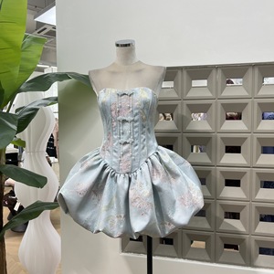 Vestido de mujer vintage con hebilla de cuentas de uñas vestido ajustado sin tirantes vestido de espina de pescado <span class=keywords><strong>ropa</strong></span> de boutique al por mayor - Product Image 1