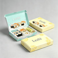 Boîte à sushi jetable personnalisée, emballage alimentaire sur mesure, matériaux recyclables, boîte en papier rectangulaire