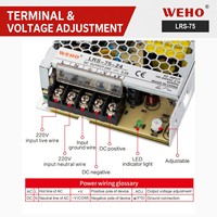 Alimentation à découpage 75W LRS-75 12V 24V 48V AC DC, adaptateur secteur industriel pour bande LED, caméra CCTV, prix usine OEM personnalisé