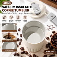 Kingze Tasse thermique isolée sous vide de 410ml avec logo personnalisé Tasse à café avec couvercle en céramique 316 en acier inoxydable pour voiture de voyage