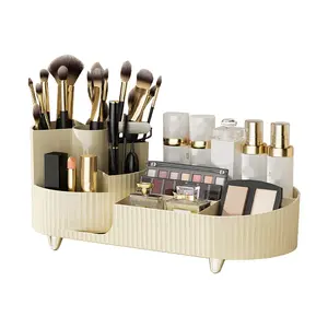 New Makeup Organizer Brush Storage Plastic Bucket Boxes 360 Rotating Makeup Organizer Large Capacity Cosmetic Storage Box